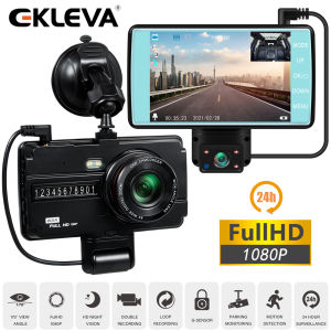 EKLEVA 24H Dash Cam Night Vision Video Recorder 4.0 Inchs IPS HD Auto DVR Camcorder Cars Parking Dvrs Carcam Dual Lens Car Camera Black Box