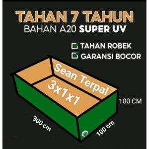 Terpal Kolam ikan A20 Hijau 3x1x1 / 1x3x1 / 300x100x100 / 100x300x100 kolam terpal murah