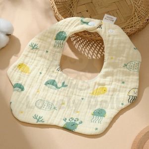 SKISOPGO 6 Layers Baby Bibs Cotton U-Shape Soft 360 Degree Reversible Bib Towel Newborn Teething Saliva Bib