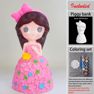 [จัดส่งเร็วทันใจ] 【17 - 27 เซนติเมตร】กระปุกเก็บเหรียญรูปปราสาทสาวสุภาพและรถยนต์ สำหรับทำสีด้วยตัวเอง สำหรับเป็นของที่ระลึกของขวัญ และใช้ตกแต่งบ้านวางบนโต๊ะ วัสดุไวนิลทนทาน เป็นของขวัญวันเกิด piggy bank 【กระปุกเก็บเหรียญสีขาว + ชุดสี 12 สี】