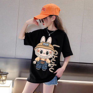 3-15 Yrs Labubu Tshirt Cartoon Print Cotton Oversized Short Sleeve T-shirt for Kids Girl