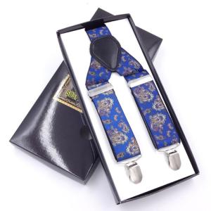 Durable Metal Clip Suspenders Jacquard Elastic Clip On Adjustable Length Mens Wardrobe Essential