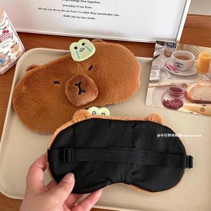 Cute Capybara Plush Sleep Eye Mask Animal Eye Cover Winter Kids Sleeping Mask Cartoon Travel Rest Eye Band Blindfolds Sleep Aid Eyepatch