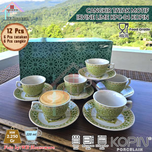 KOPIN 6 pasang cangkir teh/coffe set  KPC-04 Motif motif Irvine Lime