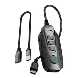 GS20 USB Mini Sound External Sound Adapter in Black for Computers with Virtual Surround Sound Feature