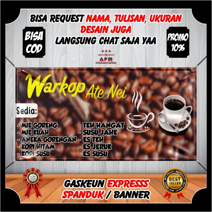 Spanduk Warkop / Banner Warung Kopi Simple Keren Murah Berkualitas spanduk warkop spanduk jualan spanduk custom ukuran 200x80cm