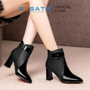 [ẢNH THẬT] Boots thời trang nữ da bóng phối vân ROSATA RO603 - 8p - HÀNG VIỆT NAM - BKSTORE