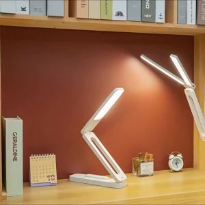 LED Table Lamp Study Foldable Wall Mount Desk Light Bedroom Bedside Touch Control Dimmable USB Rechargeable Dual Lamp Double-head Table Lamps 3 Color Touch Dimming USB Rechargeable Eye Protection Lights