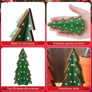 [COD] dgheg Christmas Decor 3 Pieces Wood Table Rustic Christmas Tree Farmhouse Wooden Xmas Centerpiece For Small Table Xmas Trees