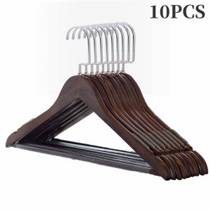 10PCS Retro Wooden HangersNon Slip Shirt Clothes Hanger with 360 °   Rotating HookWardrobe Organizer Coat Rack for Dress Jacket
