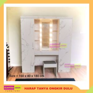 lemari pakaian besar meja rias lampu led HO9406 2in1 lemari baju plus