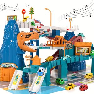 For 3 4 5 6 7 Year Old Boys Dinosaur Race Track Playset - Car Ramp Track Toys Mini Car For Kids Kids Toys Mountain Track