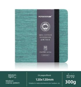 POTENTATE Portable Square 100% Cotton college Grade 300GSM Watercolor Paper book Water colour painting Hand Painted Travel Sketching book pads Art Supplies