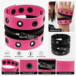SQMETR Điểm nhấn bằng đinh tán Dây đeo cổ tay bằng da Da Chi tiết khóa Vòng tay phong cách Punk Dây trang trí Vòng tay Gothic