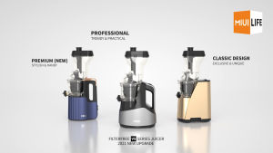 MIUI Slow juicer Cold press 7 level slow masticating juice extractor Unique FilterFree patented Multi-color NEW PRO