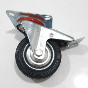 ANTI BOCOR .! Roda Karet 3 Inch Hidup Rem - Roda Kastor Etalase Troli Trolley 75 mm MU|MK045