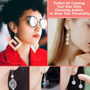 300Pcs Hypoallergenic Earring Hook Kit Ear Wires Fish Hooks Open Jump Rings Earplugs Set for Earring Making Repair