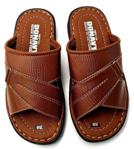 Dép nam quai ngang da DONAVY cao cấp may quai và đế bao đi đi mưa D.OG