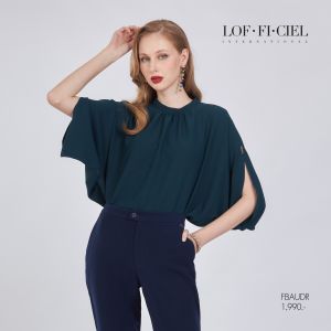 LOF-FI-CIEL womans blouse Daimond sand เสื้อผู้หญิงคอตั้ง สีเขียว FBAUDR
