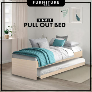 F&F : Snow Series Single Pull Out Bed frame / Katil Kayu / Single Bed frame / wooden bedframe