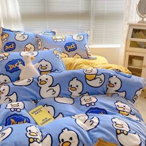 ชุดเครื่องนอน ครบชุด 6 ชิ้น ขนาด 3.5 ฟุต/ 5 ฟุต / 6 ฟุต ลายการ์ตูนน่ารัก เป็ด ชุดผ้าปูที่นอน + ชุดผ้านวม เก็บเงินปลายทาง ปลอกหมอน ส่งฟรีเคอรี ๆ