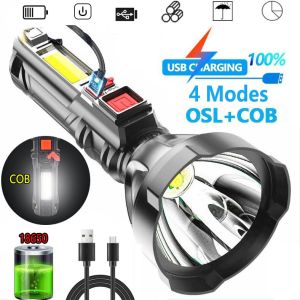 Mini LED flashlight rechargeable torch light powerful japan original emergency light torchlight powerful flashlight 1000000 lumens torch light super bright touch light 4 Lighting Modes light work light camping lamp tactical flashlight