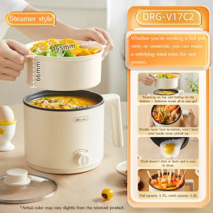 Multifunctional electric cooker with steamer small dormitory non-stick electric cooker for hot pot instant noodles single serving household electric hot pot.