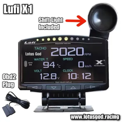 Lufi X1 Obd GPS Head Up Display Turbo Charge Oil Pressure Temperature G String Force Gyroscope Racing Lcd Display OBD2 Speed Meter Speedometer Guage + Red Warning Shift Light