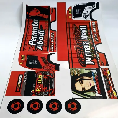 Stiker Pola Set Papercraft Miniatur truk oleng Wahyu Abadi 30 cm termurah COD