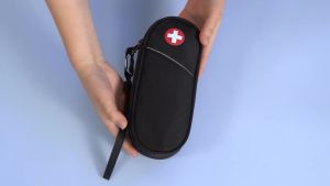 SITHON EpiPen Carrying Case Insulated Travel Medication Organizer Bag Emergency Pouch Holds 2 EpiPens Asthma Inhaler Anti-Histamine Auvi-Q Allergy Medicine Essentials Black