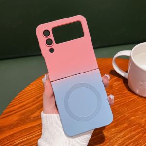 Ốp Điện Thoại Silicone Mềm Chống Sốc Hai Màu gradient Từ Tính Cho Samsung Galaxy Z Flip 4 Z Flip 3