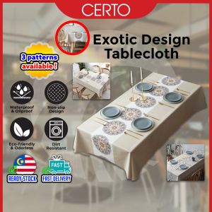 CERTO Table Cloth Water Proof Table Cloth PVC Table Mat Table Cover Kain Alas Meja Kopi Alas Meja Makan 6 Kerusi防水桌布