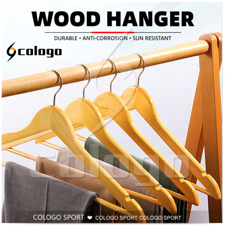 【Cologo】 Wooden clothes hanger solid wood drying seamless drying rack 44.5CM wood hanger 05