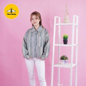 BeeUniq Kemeja Picato Oversize Candy Stripe Cute