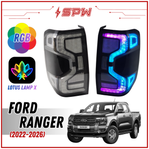 Ford Ranger T9 (2022-2026) RGB Rainbow Tail Lamp Tail Light Dynamic LED Daylight DRL Light Bar Running Signal Brake Lamp 2022 2023 2024 2025 2026 XL / XLT / XLT+