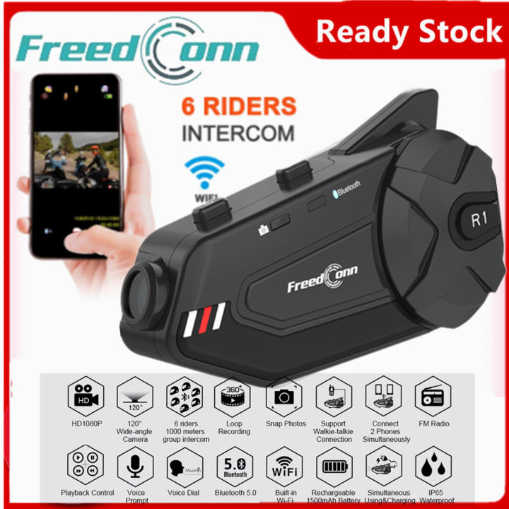 FreedConn R1 plus Motorcycle Intercom Helmet Bluetooth Headset