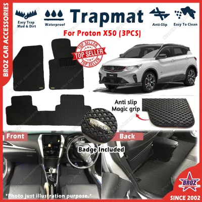 For Proton X50 CarMat Trapmat Customize Car Floor Mat Black With Red Lining TrapMat No Smell Durable Water Proof Anti Slip