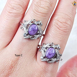 Charoite Titanium Adjustable Rings (9 Types to Choose)