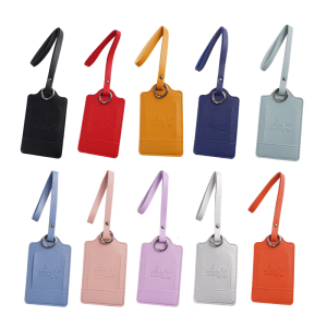PU Luggage Label for Travel Adjustable Strap and Replaceable Information for Frequent Flyers and Family Trips