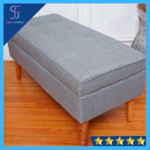 Sofa Bench Minimalis Kimmy dengan Penyimpanan Bahan Kanvas Persegi Panjang - Warna Abu-abu/Mocca/Golden/Cream/Hitam