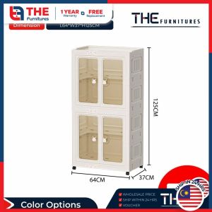 THE L64cm 2 Doors Wardrobe Multipurpose Foldable Stackable Storage Cabinet Storage Box With Roller