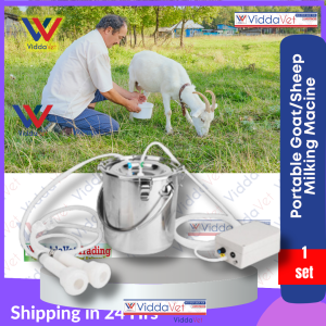 Goat Milking Machine 5L Automatic Vacuum Pump Milker Portable Electric Milker Portable Stainless Bucket