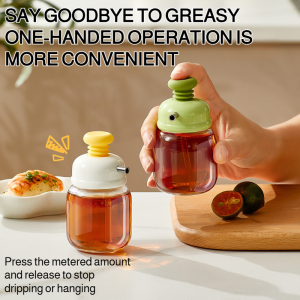 Kitchen Small Oil Pot Press Quantitative Oil out Sesame Oil Bottle Household Soy Sauce Vinegar Seasoning Bottle Precise Oil Control Seasoning Bottle断流按压式油瓶