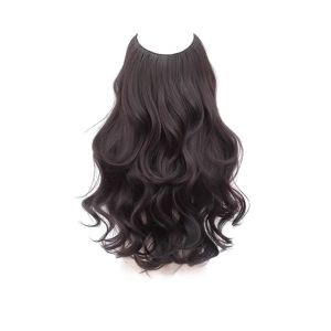JON09 Simulated Long Curly Hairpiece Fluffy Synthetic Invisible Seamless V-shaped Wig Clip in French One-piece Hair Extension Women