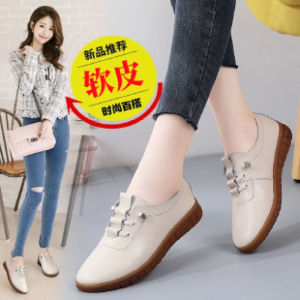 New Winter Lace-Up Flats (1-3cm) Round Toe Design Rubber PU Upper Deep V-Cut Silhouette [Limited-Time Flash Sale]