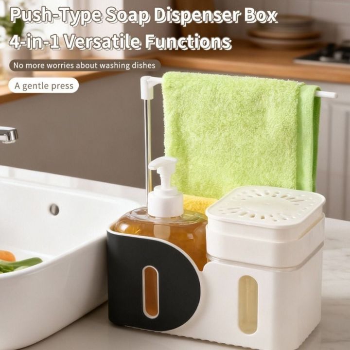 Hand Soapy Rag Plastic Hand and Dish Soap Dispenser Set with Sponge Holder Refillable ...