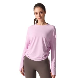 เสื้อออกกำลังกายหูรูดทรงหลวมเสื้อกีฬารัดรูปสำหรับผู้ชายแขนยาวแห้งเร็วสำหรับพิลาทีสวิ่งโยคะและพักผ่อน