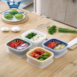 CNMF Hộp Lưu Trữ Nhà Bếp Giữ Độ Tươi Ngăn Cách Thoát Nước Lưu Trữ Rau Quả Trong Tủ Lạnh