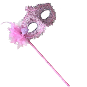 Masquerade Eye Mask With Stick Feathered Masquerade Mask Halloween Cosplay Mask for Women Cosplay Masquerade Proms Party