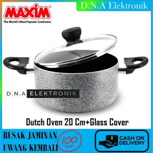 Maxim Neostone Dutch Oven 20 Cm+Tutup Kaca Panci Ceramic Marble Kaca Anti Lengket